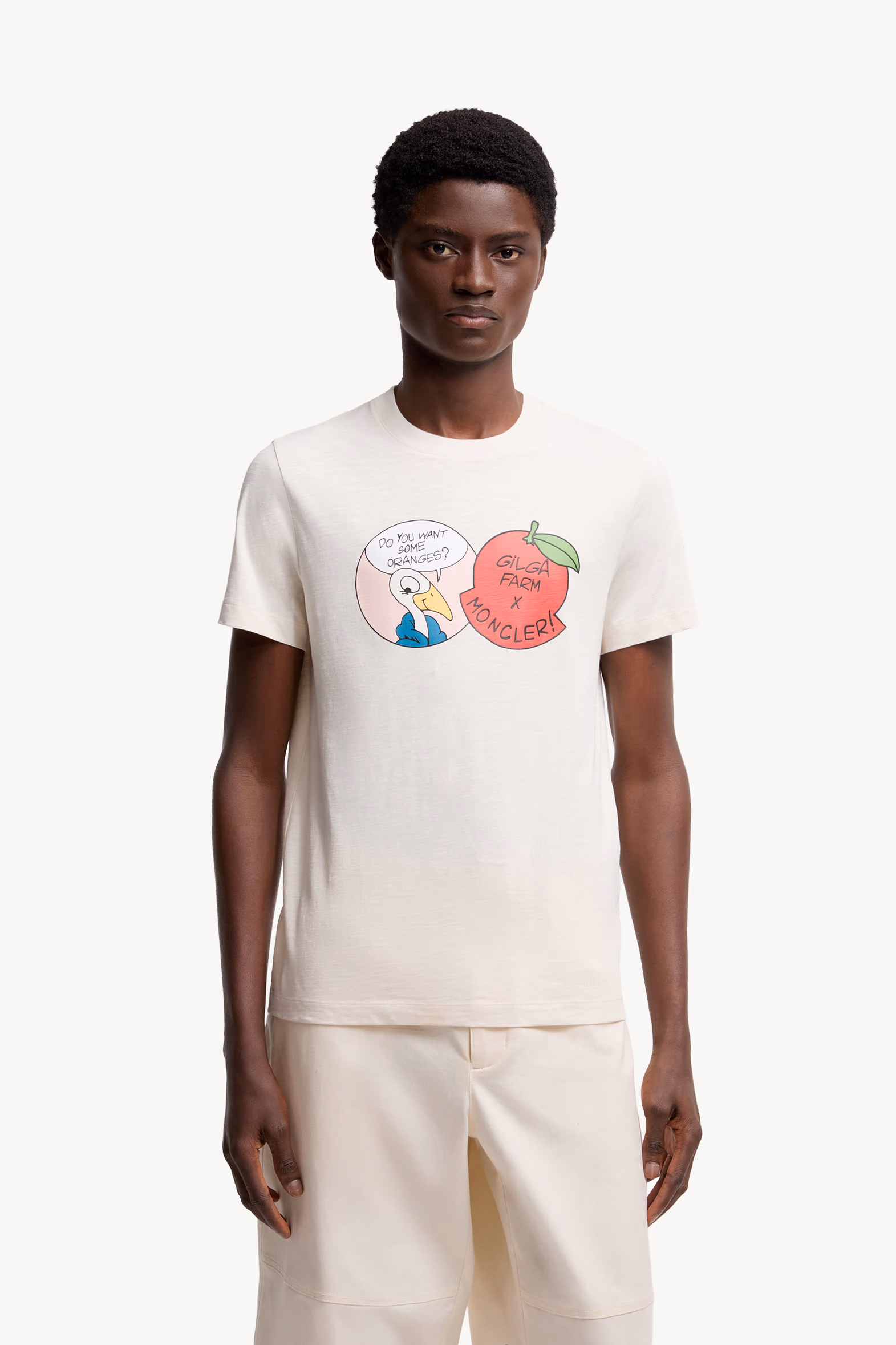 T-shirt en coton Moncler x Gilga Farm Designed by Donald Glover Hommes Blanc Ivoire Moncler 3